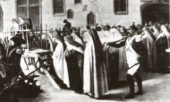 martyrs of Compiegne being put on a cart for execution
